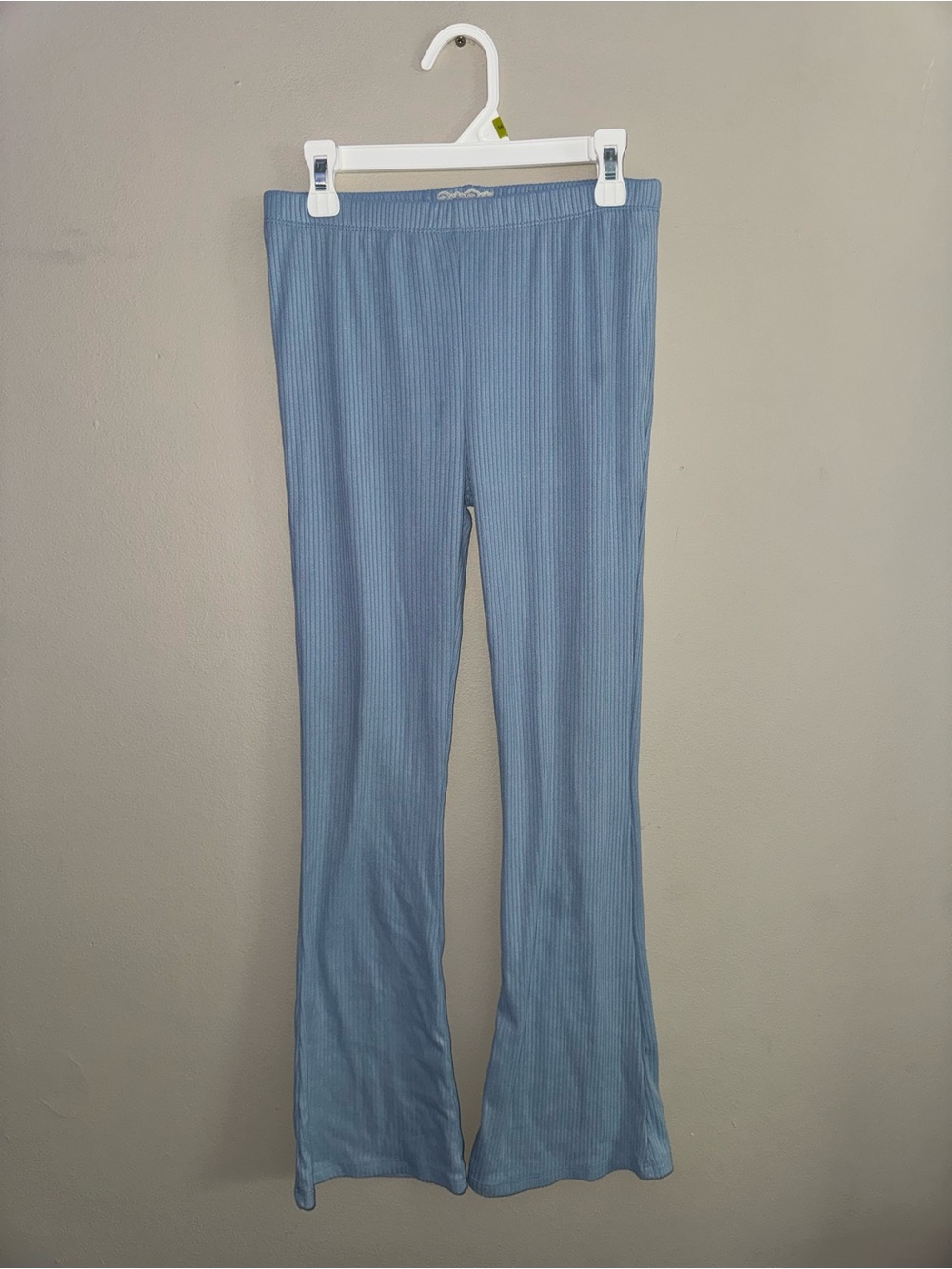 Btween, girls blue ribbed flared leggings, size 14
